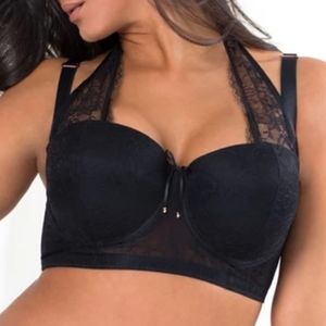 Eyelash lace halter bra with standard straps too